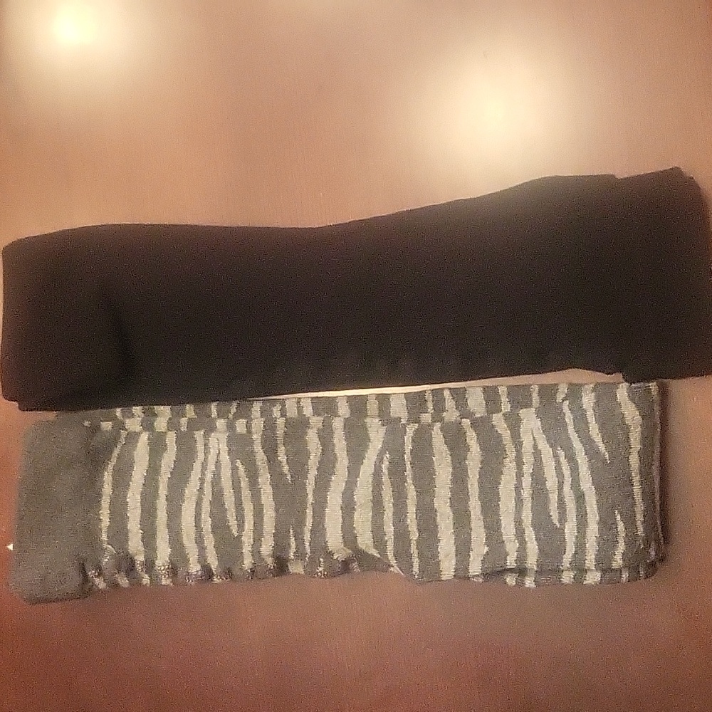 H&M 10-12 footless black and gray tiger stripe tights